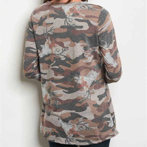 GRAY WINE MILITARY TOP - Picture 2 of 5